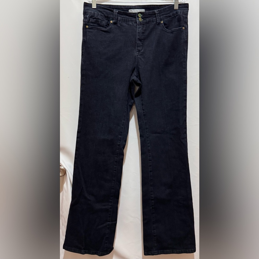 Anne Klein Two Button Boot Cut Dark Wash Denim Classic Jeans Women’s Size 12